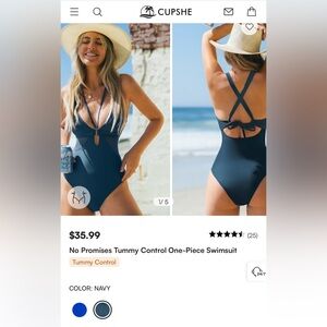 CUPSHE new Promise Deep Blue One-Piece Swimsuit
